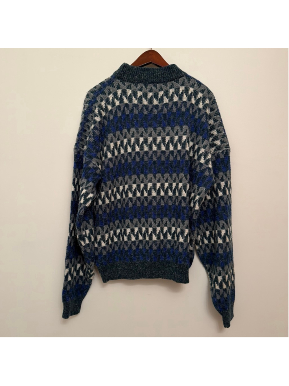 XL McGregor Sweater Geometric Fuzzy Halo Hairy Knit Grunge Grandpa 90s Vintage - Picture 2 of 8